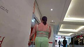 Trashy tattooed Kiwi slut exposes pussy at mall and public street