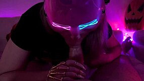 Halloween Bunny Rides Big Cock for Spooky Blowjob and Facial Cumshot