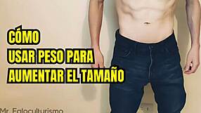 Young Amateur Trains Big Cock With Real Weights For Length And Girth