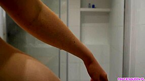 step sister with big unshaven pussy bathing in the shower