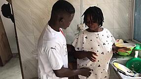 kitchen freestyle banging with the hot ebony house maid in action