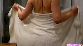 step sister with big unshaven pussy bathing in the shower