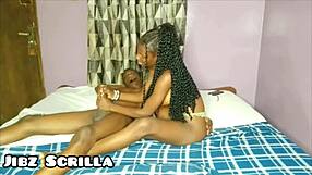 Ebony Teen Sucks Boobs and Pounds Pussy