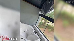 Honeymoon Cabin: Brunette Gets Sensual Creampie and Assfucking in Isolated Cabin.