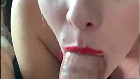 I moan with pleasure sucking monster cock sloppy in close up homemade.