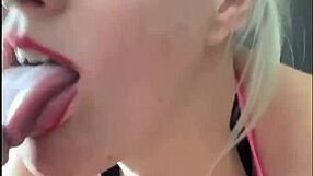 I moan with pleasure sucking monster cock sloppy in close up homemade.