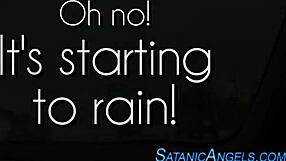 mature woman with big tits bounces outdoors