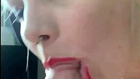 I moan with pleasure sucking monster cock sloppy in close up homemade.