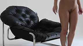 Blonde playboy girl tied up with red tape in a behind the scenes milf bondage session