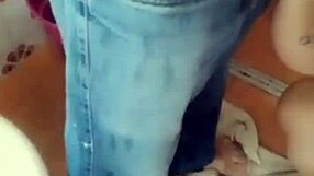 the guy came to fix the shower and got a blowjob! i got a cum bath on my tits!