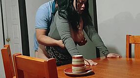 I Fucked My Stepmother While She Cleared the Table in Homemade Clip