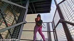 Cleo Cadillac Chased By Fan And Fucked On Hair!