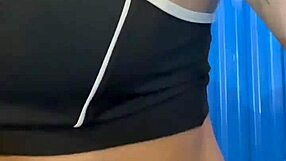 Hot Babe Licks Pussy in Crowded Bathroom After Workout?