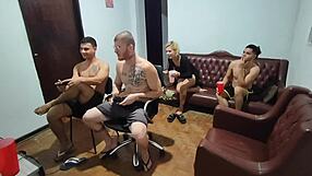 friends' video game turns into passionate gay anal sex.