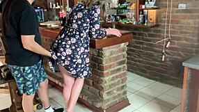 hot milf caught upskirt before a steamy blonde fuck