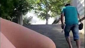 skinny tattooed teen ki-sim strips naked on street and fucks old guy in public cuckold outdoor