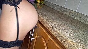 I caught the maid getting wild while cleaning the kitchen
