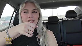 Behind the scenes with Maisey Monroe giving road head, swallowing cum after shoot.