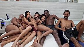 Yasmin Ribeiro and Afrodite Hotwife lead a wild orgy with intense anal creampies.