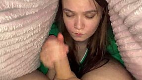 stepdaughter sneakin under blanket for deep blowjob to stepfather, oops didnt mean to...