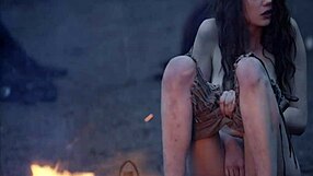 Fantasy Bare Maidens Masturbate At Campfire, Public Outdoor Cum