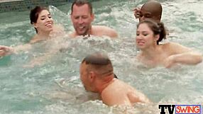 Couples Tease Each Other In Hot Tub Foreplay
