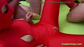 Skin tight spandex girls take extreme double penetration in group gangbang