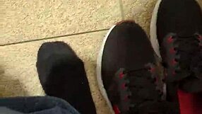 Watch me get naked and jerk my big cock in the public toilet?