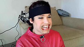 wife's head locked to a machine for epic bj action