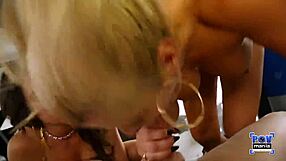 Savana Style and Taylor May suck big pecker in POV.