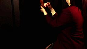 Student Sucks Cock at Gloryhole in Stockings and Lingerie!