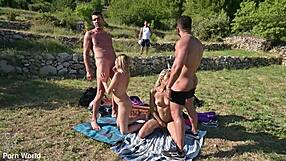 Hey, wanna join Rebecca Volpetti and Veronica Leal for a scenic gangbang?