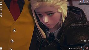 Blonde in white lingerie whipped and fucked