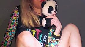 Bonneyuwu in pajamas masturbates with dildo