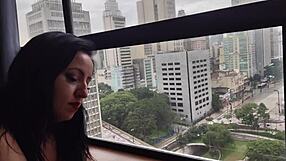 fucking hot latina milf stepmom bareback in the window, her blue eyes gaping.