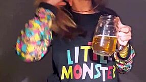 Bonneyuwu in pajamas masturbates with dildo