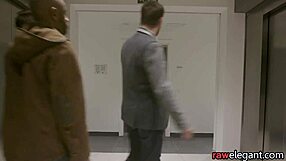 Spitroasted Euro babe loves intense interracial threeway on the sofa