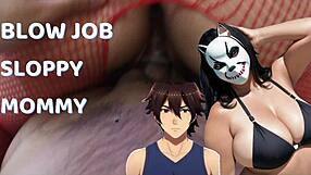 giving my stepson a sloppy wet blowjob with that big fat ass