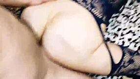 sexy couple filming a hot video with wife in stockings for fun