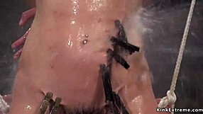 hogtied brunette slut screams during water bondage fucking!