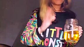 Bonneyuwu in pajamas masturbates with dildo