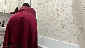 Brunette With Big Tits Masturbates To Orgasm In Wet Bathroom. During Bathing Session.