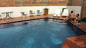 on vacation at the pool with my step-nephew having fun