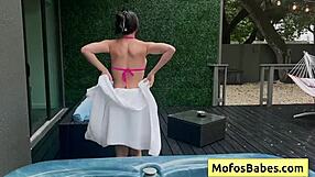 beautiful brunette gaby ortega seduces her friend with big tits and sucks his monster cock