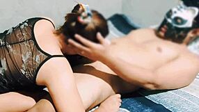 chubby asian wife eats again, contrasting her fat body with wet cum on me