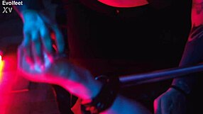 Bound foot gets tickled with bare toes involved