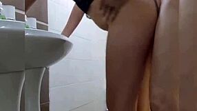 Latina amateur gives pro blowjob in bathroom, ends with facial.