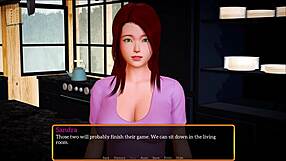 In my new family, the redhead teen shows her big tits.