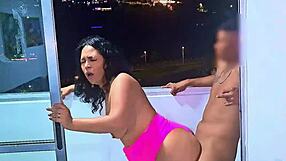 latina slut dominates cock on balcony. wet blowjob and frenetic fuck while cars pass by in medellin!