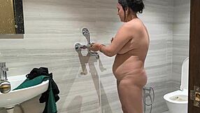 Hard shower fuck with chubby housewife today